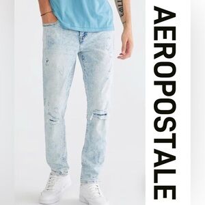 Aéropostale Men’s Slim Distressed Light Wash Jeans 32x30 Ripped Vintage Denim